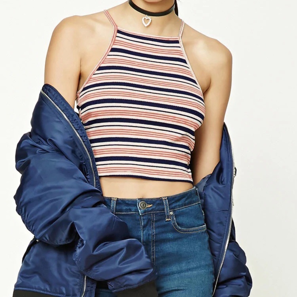 Forever 21 striped cropped tank top